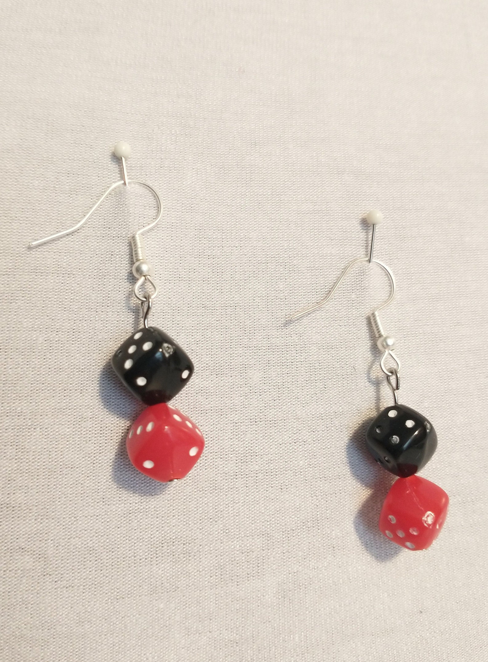 Red and Black Dice Earrings with Silver Colored Hooks Etsy