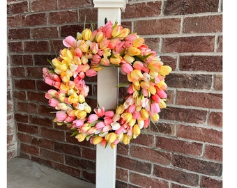 Spring Tulip Wreaths, Tulip Wreaths, Spring Wreaths, Spring Front Door Wreath, Door Wreaths, Mother's Day Wreath, Easter Wreaths