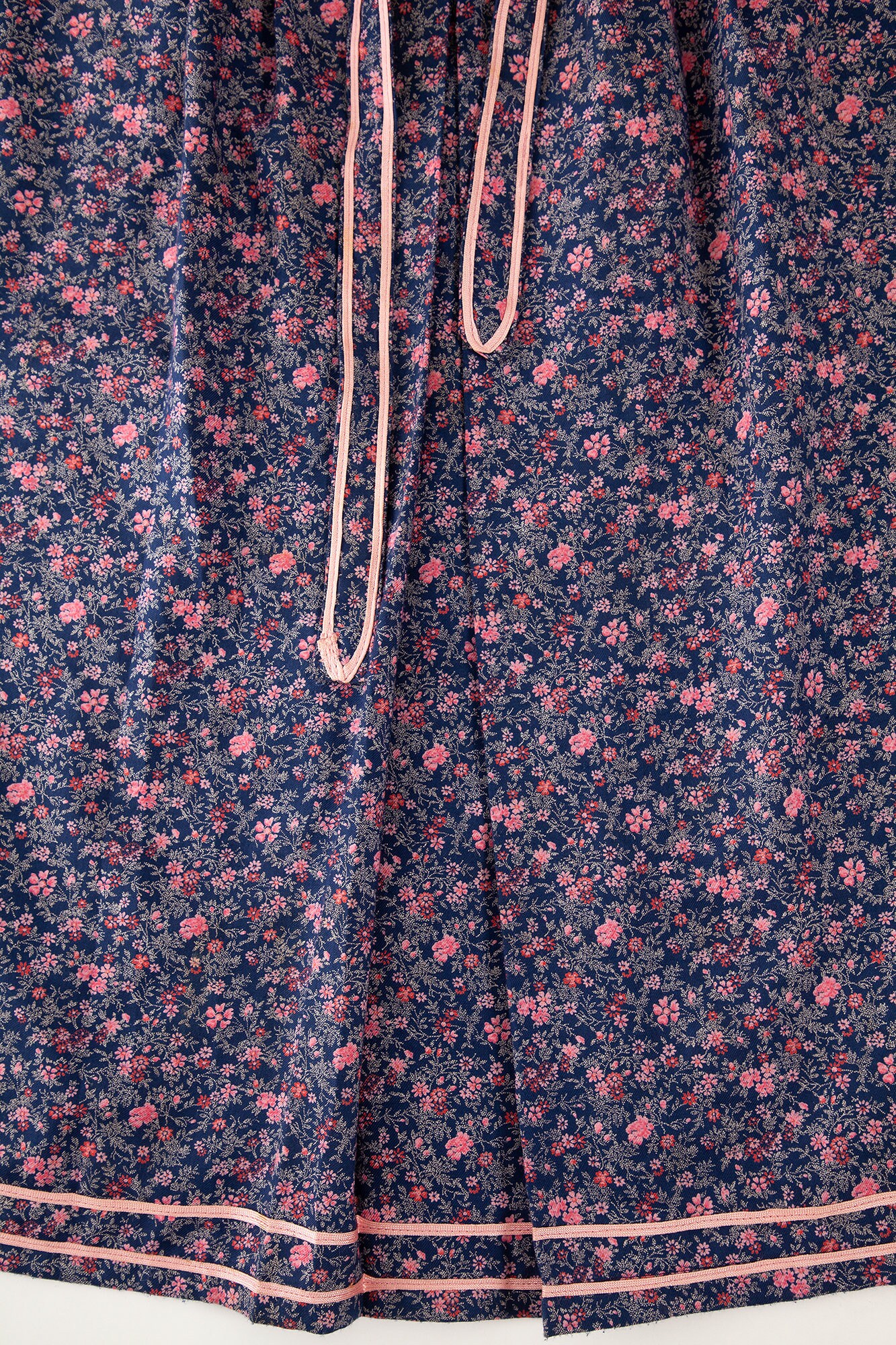vintage-blue-with-pink-flower-pattern-midi-skirt-with-fold-etsy