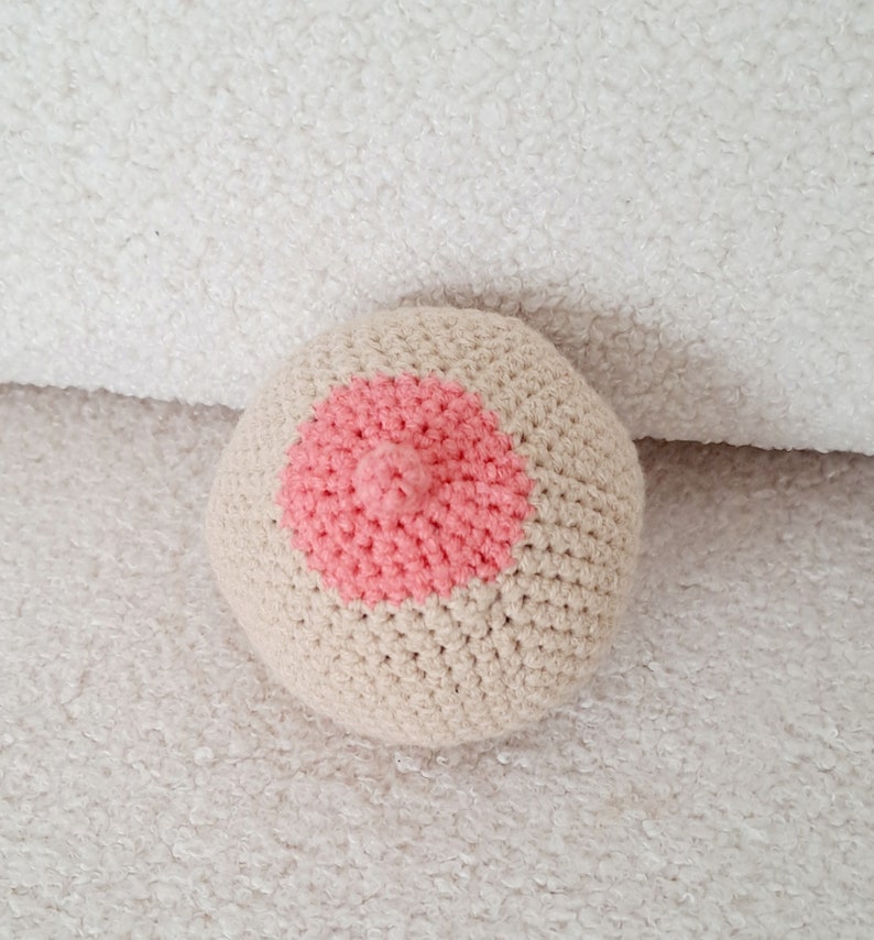 Peluche sein en coton crocheté Medium rose