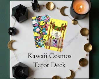 Kawaii Tarot Deck | Kawaii Cosmos Tarot Cards | Physical Cute Pastel Tarot Gift for Spiritual Readers