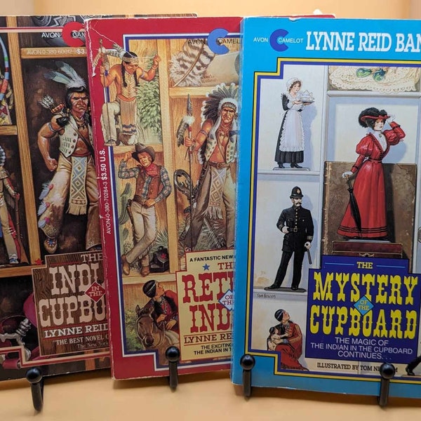 Lynne Reid Banks: 3 Book Lot - The Indian in the Cupboard, Return of the Indian, Mystery of the Cupboard, Vintage 1990s Paperbacks