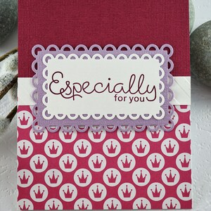 Especially for you purple colored greeting card, handmade, blank card, no text, carte de voeux,couleur violette, fait main, pas de texte