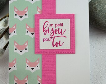 Blank white greeting card, handmade, with envelope, Carte de voeux vierge de couleur blanche, faite à la main, avec enveloppe