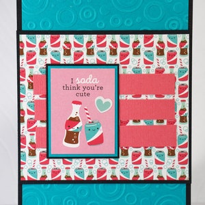 Valentine's card, Soda cute, soda bottles, blank card, with envelope, Carte Saint-Valentin, bouteilles de soda, carte vierge, avec enveloppe