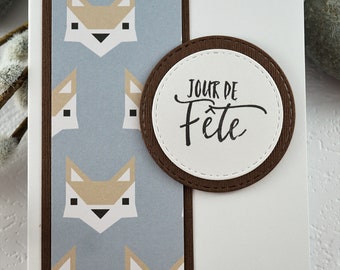 French birthday card, blank card, greeting card, Carte d'anniversaire française, carte vierge, carte de voeux