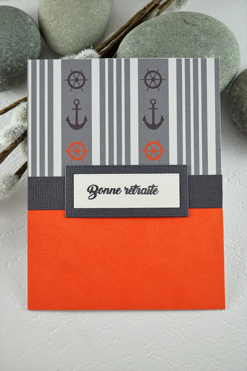 Carte de souhaits en francais, Bonne retraite, nautique, sans text, avec enveloppe, Greeting card french, nautical, no text, with envelope image 1