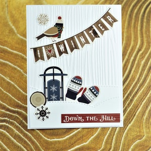 Blank Christmas card with winter bird, no text, with envelope, Carte de Noël vierge avec oiseau d'hiver, sans texte, avec enveloppe