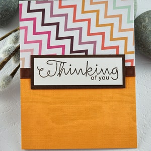 Thinking of you blank white greeting card with envelope,handmade, no text, carte de voeux blanche vierge avec enveloppe