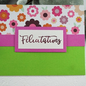Carte de souhaits en francais, Félicitations, sans text, avec enveloppe, Greeting card in french, congrdulations, blank, with envelope