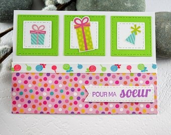 Carte de souhaits en francais, bonne fête, sans text, avec enveloppe, Greeting card in french, birthday, without text, with envelope