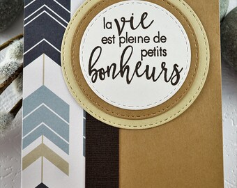 Carte de souhaits en francais, amitié, sans text, avec enveloppe, Greeting card in french, friendship, without text, with envelope