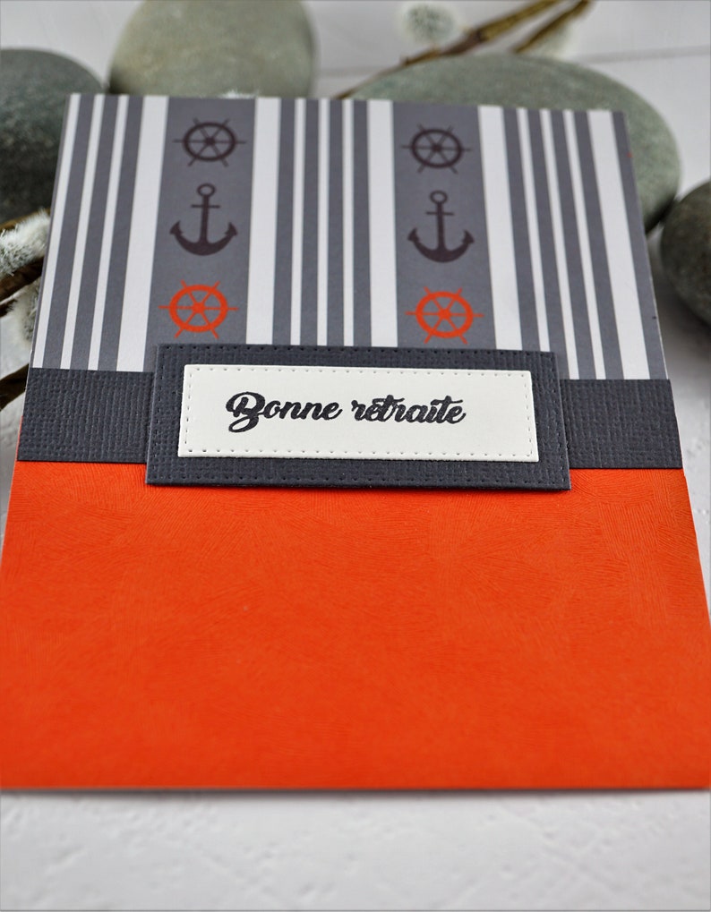 Carte de souhaits en francais, Bonne retraite, nautique, sans text, avec enveloppe, Greeting card french, nautical, no text, with envelope image 4