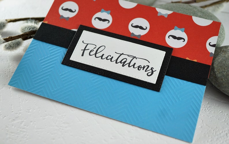 Carte de souhaits en francais, Félicitations, sans text, avec enveloppe, Greeting card in french, congrdulations, blank, with envelope image 3