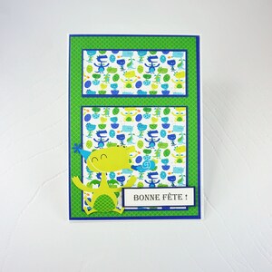 Carte de souhaits en francais, Bonne fête, sans text, avec enveloppe, anniversaire Greeting card french, dragon, without text, with envelope