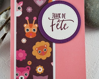 Carte de souhaits en francais, bonne fête, sans text, avec enveloppe, Greeting card in french, birthday, without text, with envelope