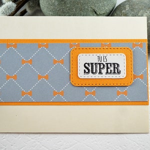 Cream colored blank greeting card, handmade, with envelope, Carte de voeux vierge de couleur crème, faite à la main, avec enveloppe