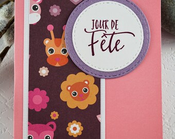 Carte de souhaits en francais, bonne fête, sans text, avec enveloppe, Greeting card in french, birthday, without text, with envelope