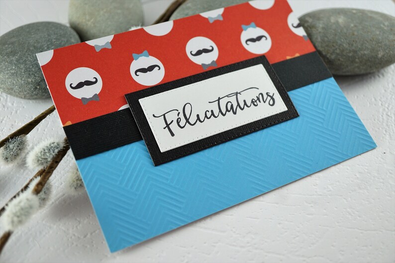 Carte de souhaits en francais, Félicitations, sans text, avec enveloppe, Greeting card in french, congrdulations, blank, with envelope image 2