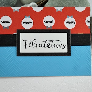 Carte de souhaits en francais, Félicitations, sans text, avec enveloppe, Greeting card in french, congrdulations, blank, with envelope