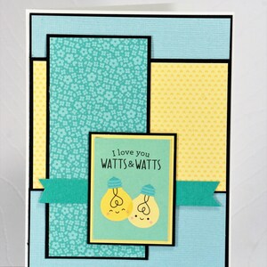 Valentine card, cute light bulb card, blank card with envelope, Carte de la Saint-Valentin, carte vierge avec enveloppe,