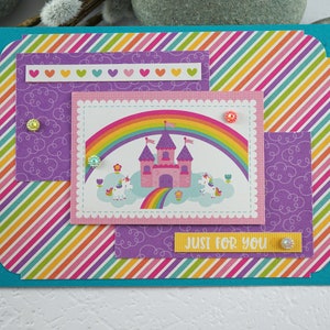Kids greeting card, rainbow, fairies, blank greeting card, Carte de voeux pour enfants, arc-en-ciel, fées, carte de voeux vierge