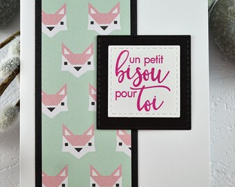 Blank white greeting card, handmade, with envelope, Carte de voeux vierge de couleur blanche, faite à la main, avec enveloppe