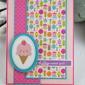 Kids greeting card, ice cream, blank greeting card, Carte de voeux pour enfants, carte de voeux vierge