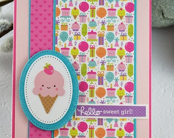 Kids greeting card, ice cream, blank greeting card, Carte de voeux pour enfants, carte de voeux vierge