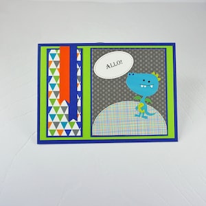 Carte de souhaits en francais, Bonjour, dragon, sans text, avec enveloppe, Greeting card in french, viking, without text, with envelope
