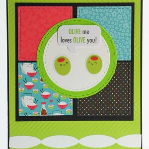 Blank greeting card, with olives, includes envelope, Doodlebug designs, Carte de voeux, avec olives, comprend une enveloppe