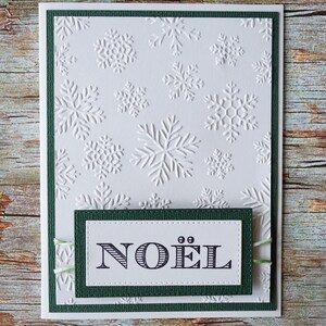 Noël blank green and white card, no text, embossed snowflake base, Carte de Noël, sans texte, base de flocon de neige en relief