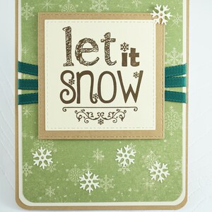 Let It Snow cream colored Christmas card, blank, 5''x 7'', kraft paper, Carte de Noël  couleur crème, vierge, 5''x 7'', papier kraft