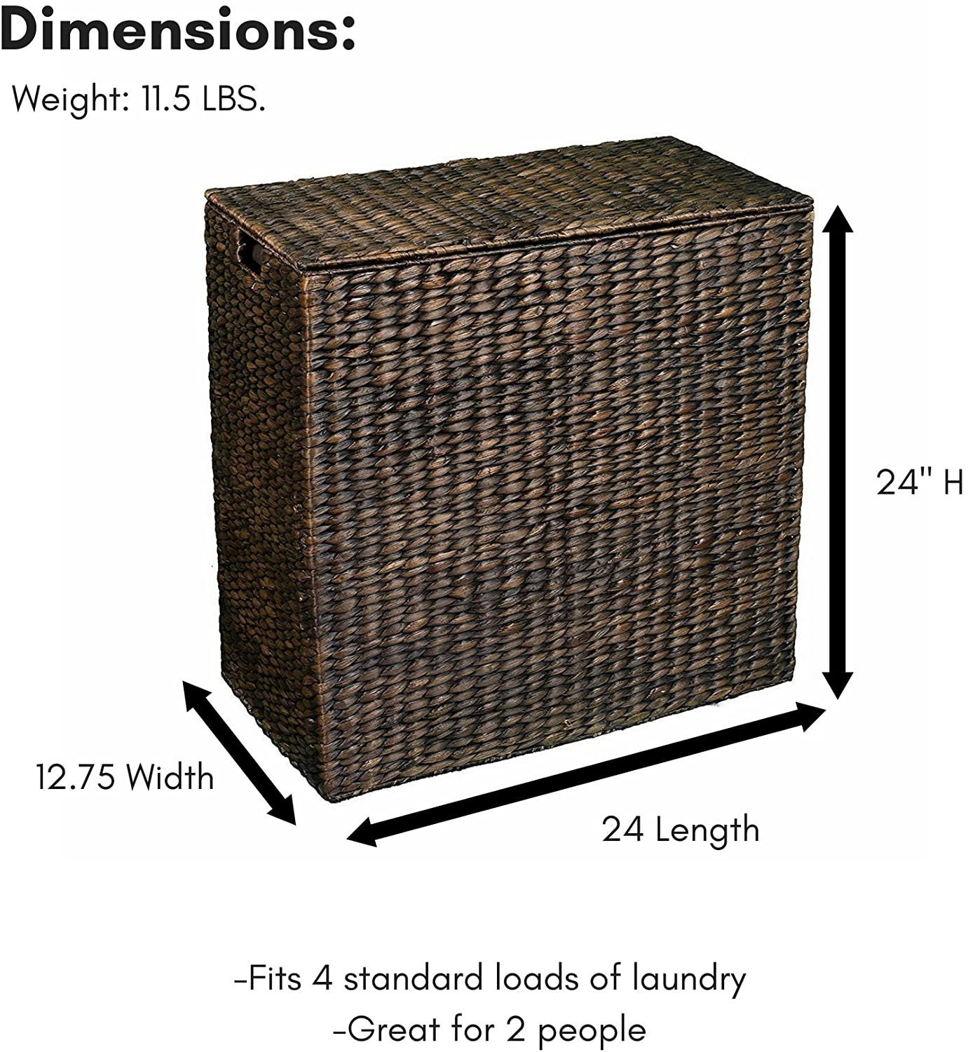Double Wicker Laundry Hamper With Lid and Divided Interior Etsy UK