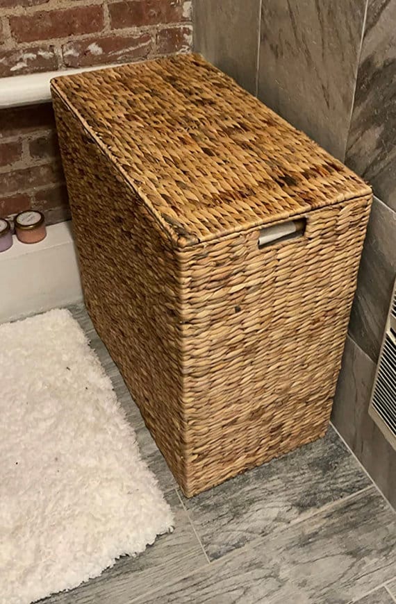 Double Wicker Laundry Hamper With Lid and Divided Interior Etsy UK