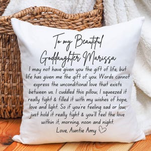 Personalized Goddaughter Pillow: Gift from Godmother, Goddaughter Pillow Case Gift for Goddaughter From God Parents, Baptism Gift
