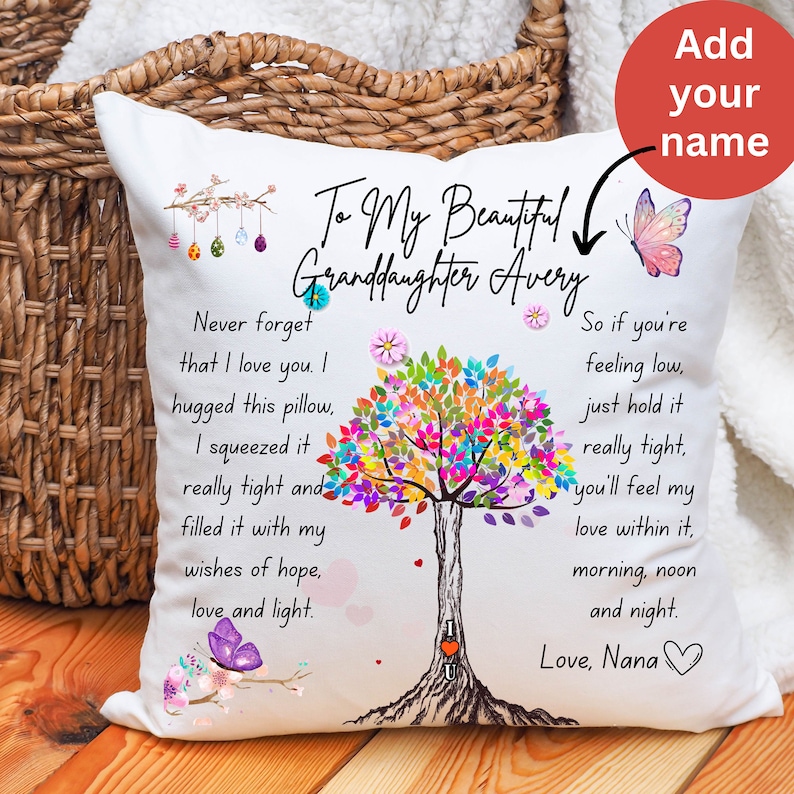 Granddaughter Cuddle Cushion, To My Beautiful Granddaughter Pillow Case with Pillow, Hug in A pillow from Grandma to Granddaughter image 4