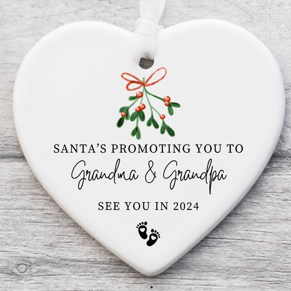 Promoted to Grandparents Ornament, Pregnancy Announcement Ornament, Personalised Baby reveal Christmas Ornament, Sentimental Keepsake