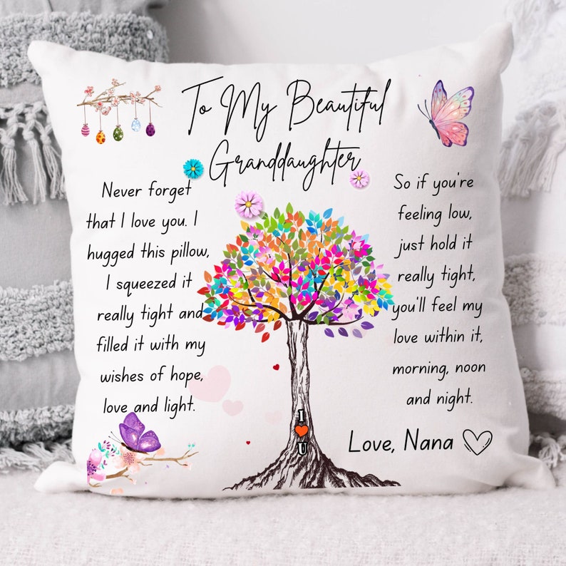 Granddaughter Cuddle Cushion, To My Beautiful Granddaughter Pillow Case with Pillow, Hug in A pillow from Grandma to Granddaughter image 6