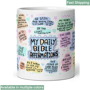 Bible Affirmations Coffee Mug: Religious Faith Gift