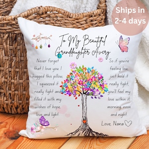 Granddaughter Cuddle Cushion, To My Beautiful Granddaughter Pillow Case with Pillow, Hug in A pillow from Grandma to Granddaughter image 1