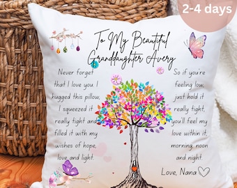 Granddaughter Cuddle Cushion, To My Beautiful Granddaughter Pillow Case with Pillow, Hug in A pillow from Grandma to Granddaughter