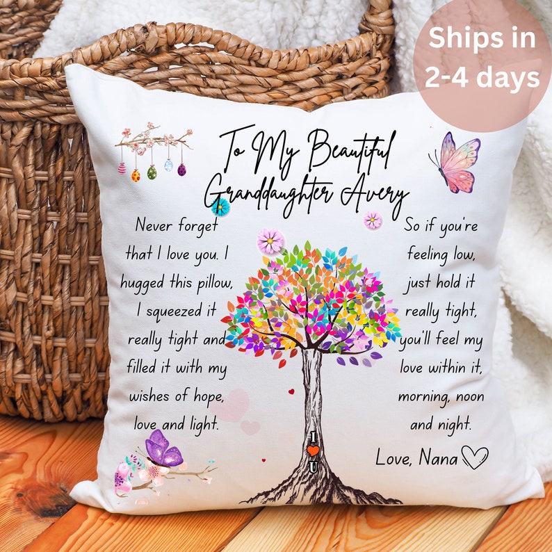 Granddaughter Cuddle Cushion, To My Beautiful Granddaughter Pillow Case with Pillow, Hug in A pillow from Grandma to Granddaughter image 1