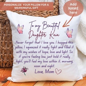 Daughter Pillow To My daughter Cuddle Cushion From Mom Dad Pillow Case with Pillow, Hug in A pillow from Mommy to Daughter - Christmas Gifts