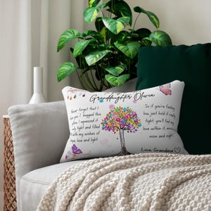 Granddaughter Pillow Gift from Grandma, Personalized Birthday Cushion, Custom Throw Pillow for Grandkids, Keepsake Present from Nana image 10