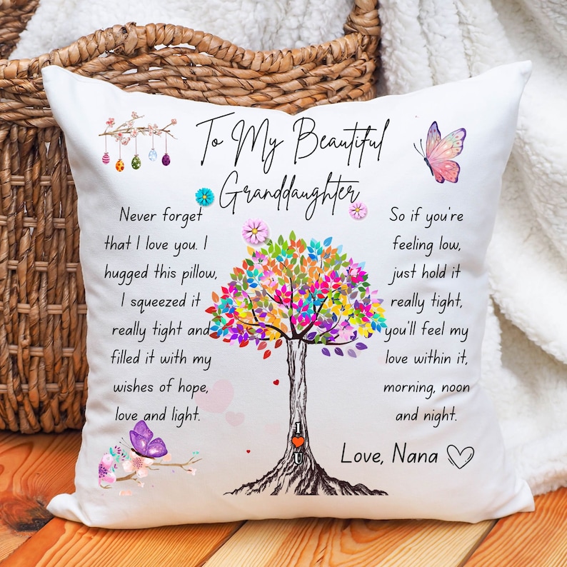 Granddaughter Cuddle Cushion, To My Beautiful Granddaughter Pillow Case with Pillow, Hug in A pillow from Grandma to Granddaughter image 3