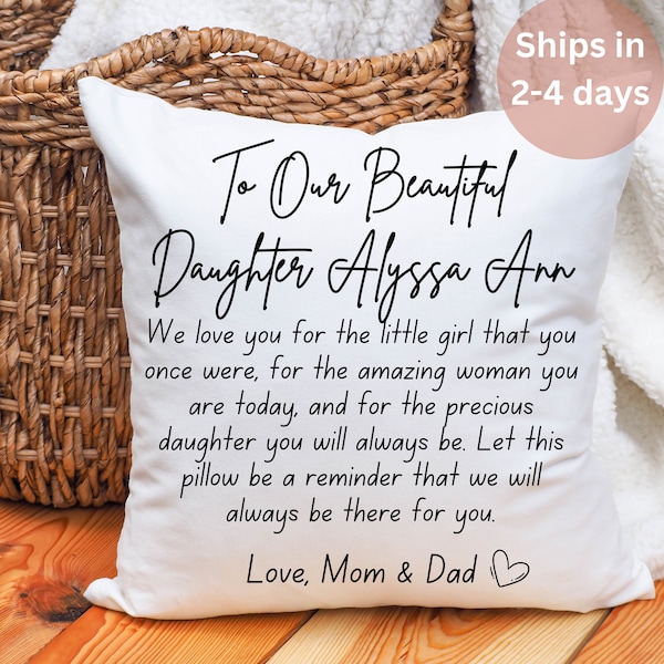 Sentimental Daughter Pillow CasePillow Included, We love you Little Girl From Dad Daughter Gift, I love You Gift From Parent, College Pillow