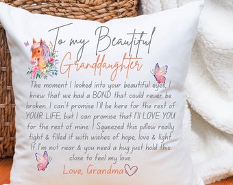 To My Beautiful Granddaughter Pillow Case with Pillow, Hug in A pillow from Grandma to Granddaughter