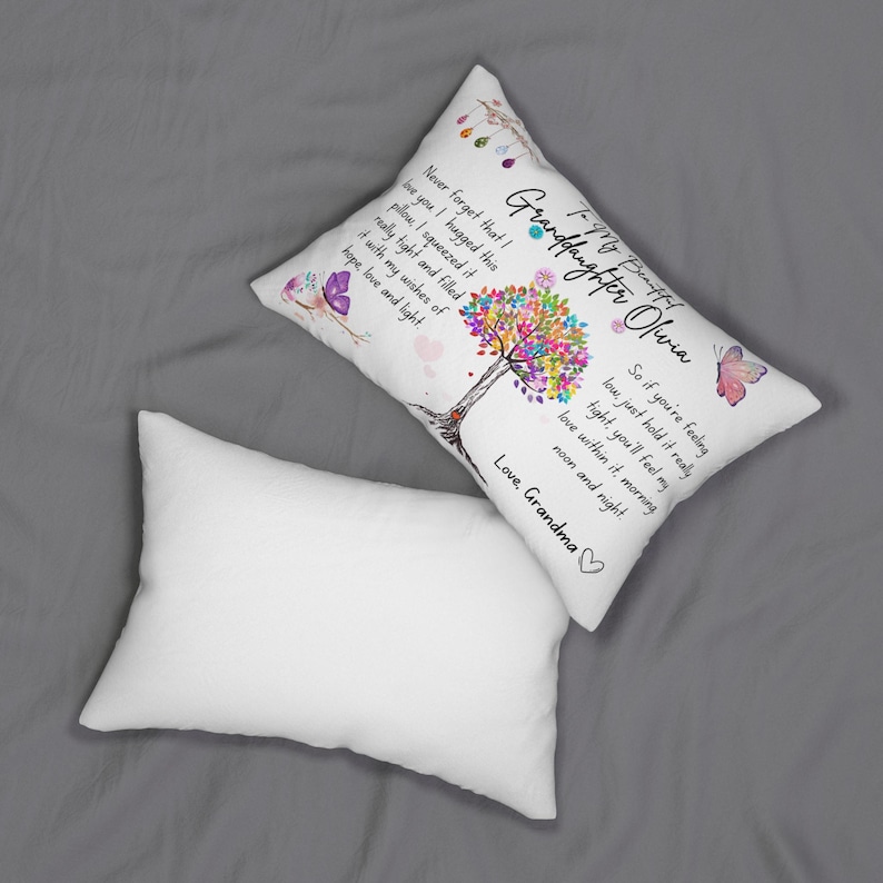 Granddaughter Pillow Gift from Grandma, Personalized Birthday Cushion, Custom Throw Pillow for Grandkids, Keepsake Present from Nana image 9