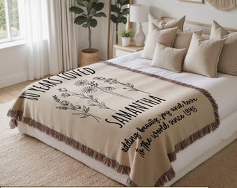 80th Birthday Woven Blanket – Premium Quality Cozy Cotton Throw, Timeless Gift for Her or Him, Personalized 80th Keepsake